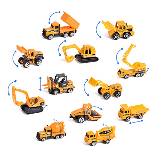Loyeh 18 In 1 Die-Cast Construction Truck Kids Play Vehicles Toy Set, Construction Toy Truck With 12 Construction Vehicles And 8 Toy Figures, Lights And Sounds, Kids Boys Girls Birthday Gifts #TOP2