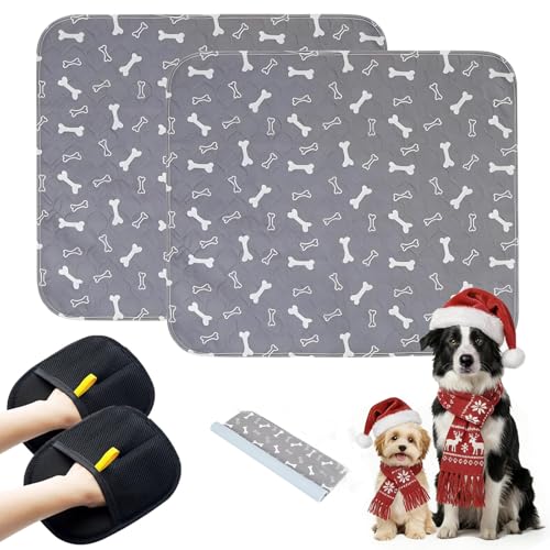 Image of Puppy Pee Pads with Pheromones, Washable Puppy Training Pads for Dogs Reusable Puppy Potty Pads for Dogs and Cats(with Pet Hair Removal Gloves)