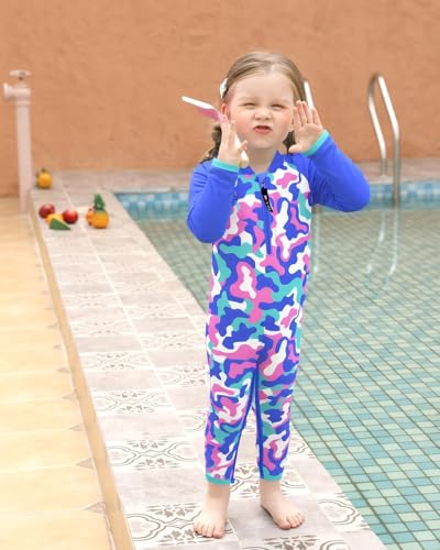 Image of weVSwe Baby Girl Toddler UPF 50+ Rash Guard Swimsuit Sun Protection Beachwear Zipper Bathing Suit 0-3 Years