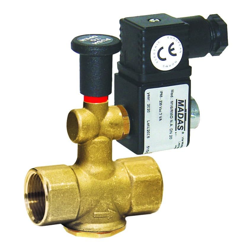 Electrovanne manuelle de gaz, ouverture normale, réarmement facile 3/4" 500mb 230v