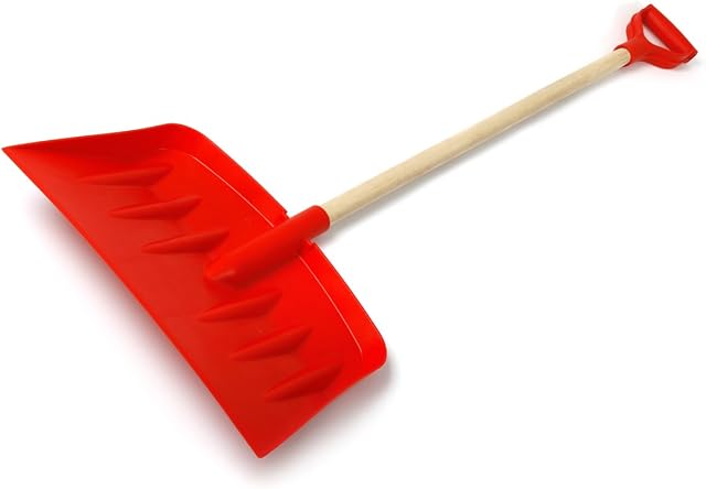 EarlyGrow MPL50052/R Large 1.4 Metre Heavy Duty Durable Plastic Shovel with 425mm Wide Scoop and 28mm Diameter Wooden Shaft for Mucking out, Snow, Waste, Debris, Leaves and More - Red