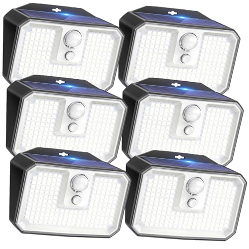 CLAONER 6-Pack Solar Motion Sensor Lights Outdoor, 168 LED Waterproof