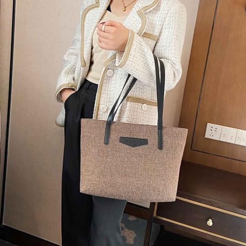 Single Shoulder Bag Women's Bag 2024 New Korean Version Cotton And Linen Large Capacity Casual (Coffee, One Size)4