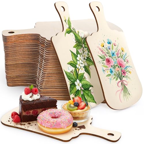 Set de 36 mini tablas de cortar de madera con mango miniatura 4