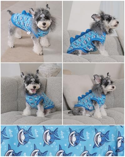 Image of CuteBone Dinosaur Costume Dog Shirt, Stretchy Velvet T-Shirt Clothes for Small Dogs, Soft & Breathable Pet Tee Outfit Cat Apparel for Daily Wear, Cozy Pullover Design Puppy Fashion COSBX04XS