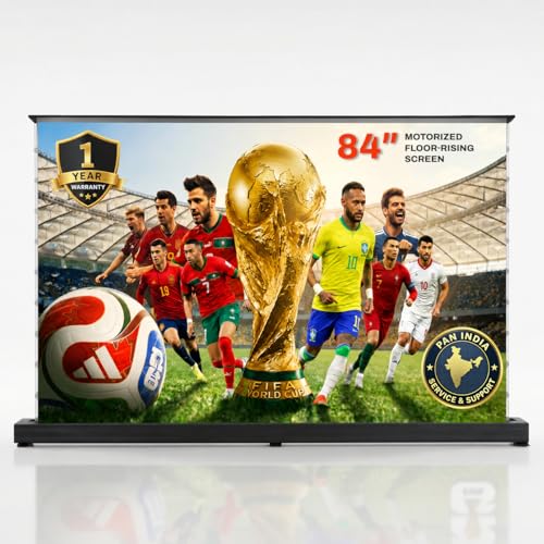 Image of OTEK FR84 84 Inch Motorized Floor Rising Projector Screen | 16:9 ALR Fabric Gain 1.8 | Remote Control Electric Floor Mount | Ambient Light Rejecting | Front Projection