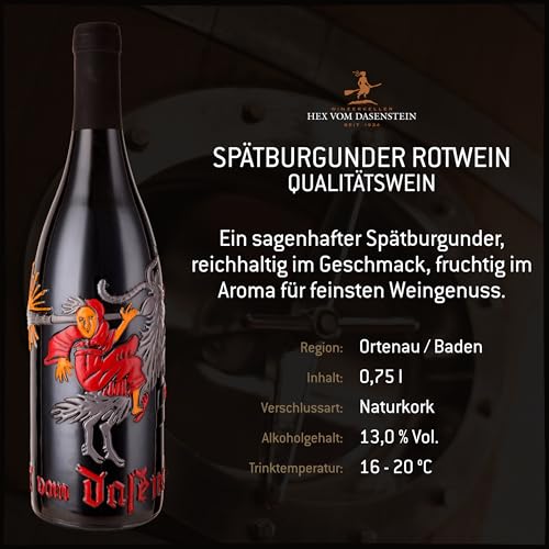 Hex vom Dasenstein Hexenflasche Geschenk-Set - Weißwein Cuvée & Spätburgunder Rotwein in der Geschenkbox, fruchtige Eleganz & samtiger Genuss, Qualitätsweine aus der Ortenau (2 x 0,75l)