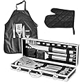 BBQ Grilling Accessories Set, 30Pcs Heavy Duty Grill Tools for Outdoor Camping, Stainless Steel Barbecue Utensils Kit with Aluminum Case and Apron?Grilling Gifts for Men Dad