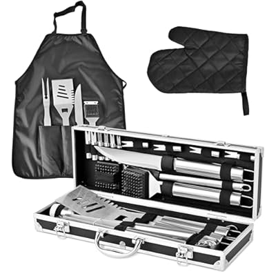 BBQ Grilling Accessories Set, 30Pcs Heavy Duty Grill Tools for Outdoor Camping, Stainless Steel Barbecue Utensils Kit with Aluminum Case and Apron?Grilling Gifts for Men Dad