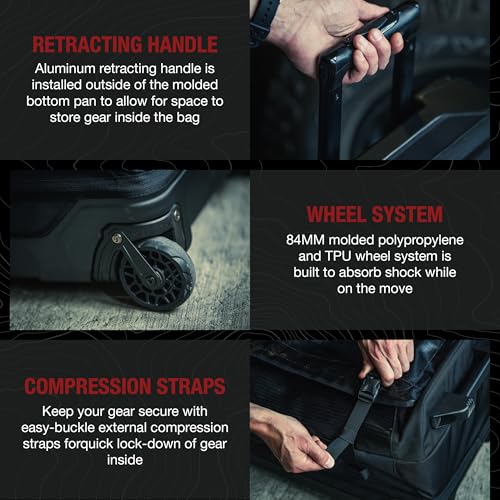 Vertx RLT Roller Tactical Travel Rolling Duffel Bag with Wheels for Men and Women, Compatible with Vertx Tactigami, CCW Concealed Carry, Traveling Luggage, 100L, Black3