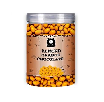 EDZZEL Orange Flavored Chocolate Covered Almonds - Nuts in Smooth Chocolate Coating
