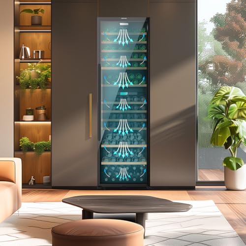 Cecotec Getränkekühlschrank, 176 Flaschen Bolero GrandSommelier Duo 176000 Schwarz. 176 Flaschen, Dual-Temperatur, UV-Schutz, Temperaturalarm, Kohlefilter, Reversible Tür, LED, Effizienter Kompressor