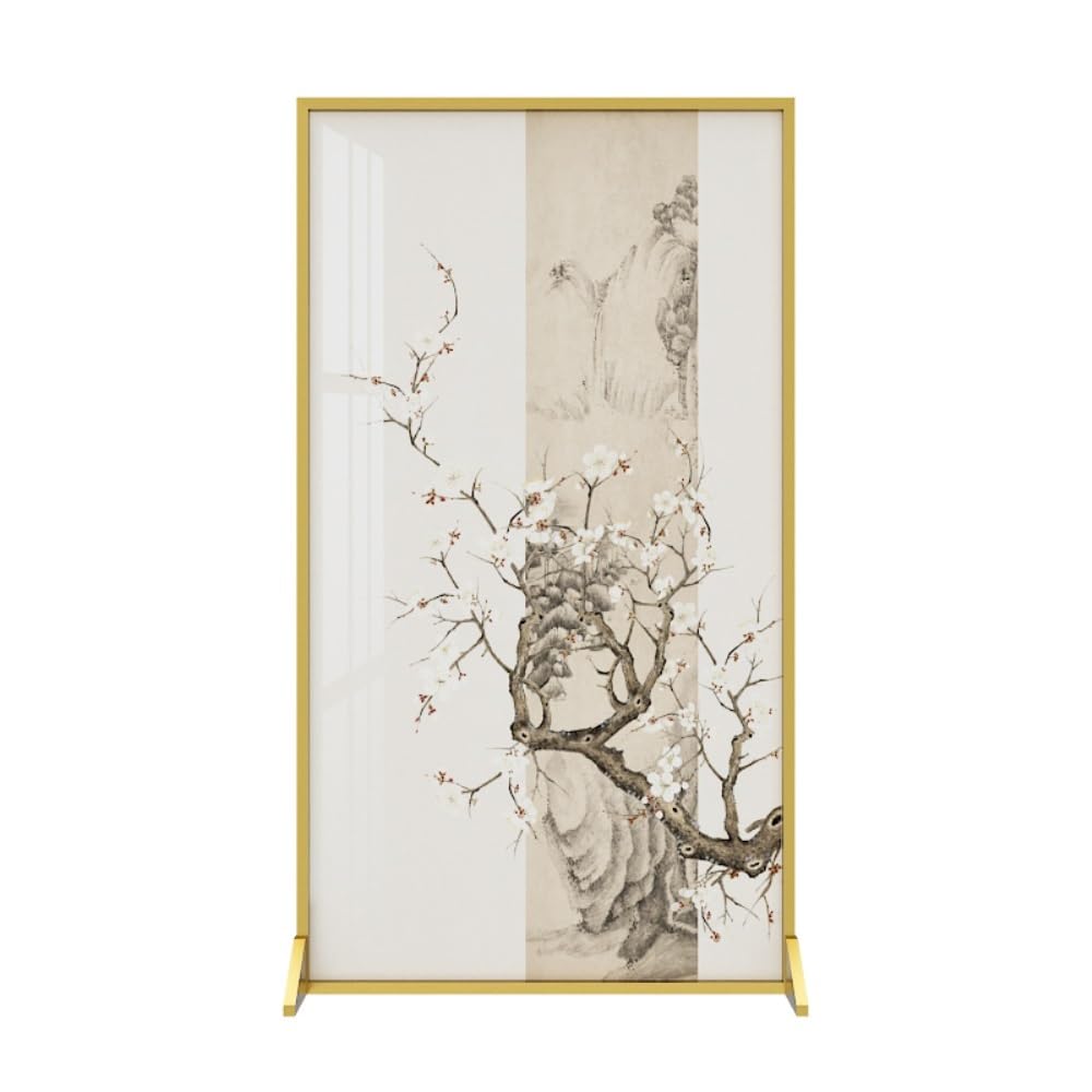 Privacy Screen Screen Partition Decoration Living Room Entrance Tea Retro Chinese Plum Blossom Aluminum Alloy Seat Room Divider