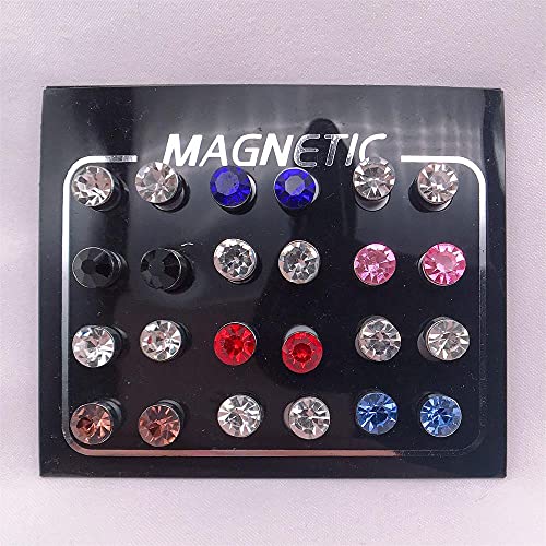 12Pcs Magnetic Crystal Stud Earrings Face Magnetic Clip Non Piercing Earrings Nose Lip Ring Clip on Cubic Zirconia Tragus for Women Men Non Piercing Jewelry (Multicolor 3mm(24pcs))2