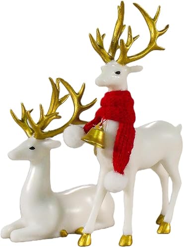 Uofone Christmas Reindeer Figurines Set of 2 – White & Black