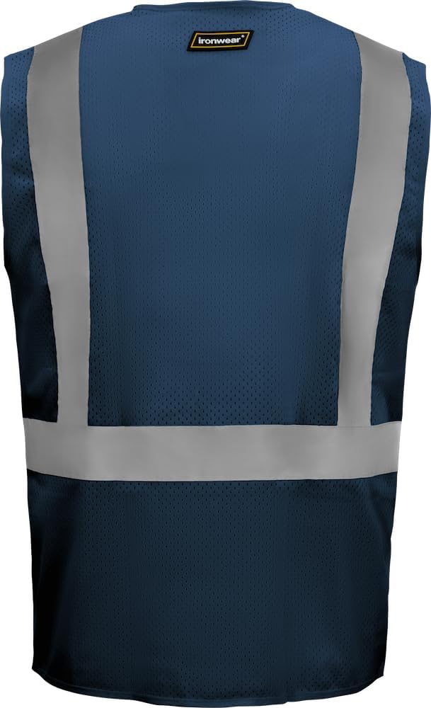 Ironwear 1284 Standard Flame-Retardant Safety Vest w/Zipper & Radio Clips - Image 2