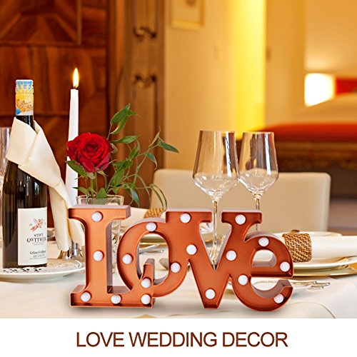 Bright Zeal 16" X 7" Large Love Signs Decor For Bedroom Led Marquee Letter Lights (Bronze) - Lighted Love Wall Decor - Wedding Tabletop Decor For Ceremony And Reception Valentine Decorations For Home #TOP4