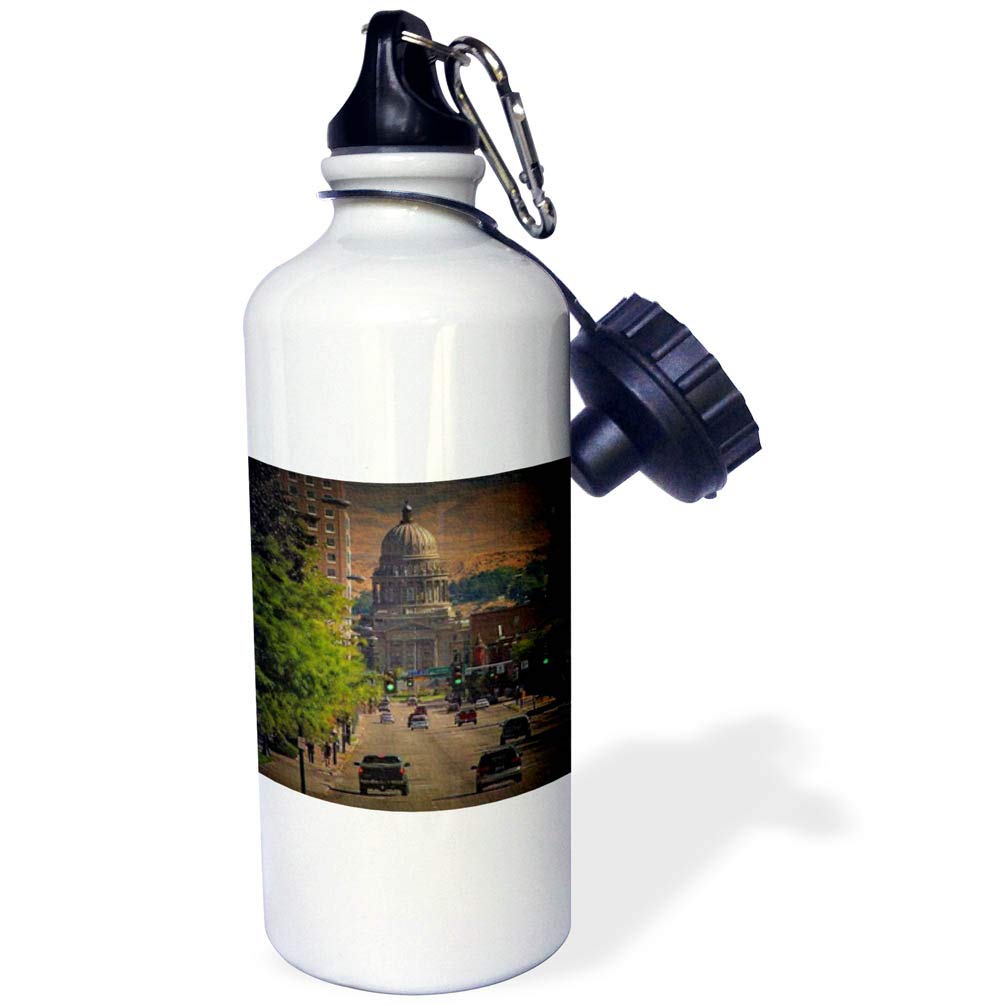 3dRose State Capital in Boise Sports Water Bottle 21 oz White