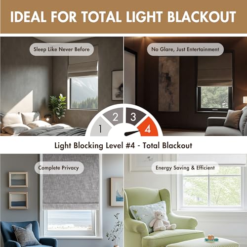 image for Madison Park Cordless Roman Shades, Total Blackout Window Blind Privac