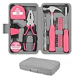 24 PCS Pink Tool Kit - Portable Home Tool Set with Storage Box | Essential Mini Hand Tools for Repairs & Maintenance at Home, Office, School, Garage - Starter Basic Tool Kit for Men & Women