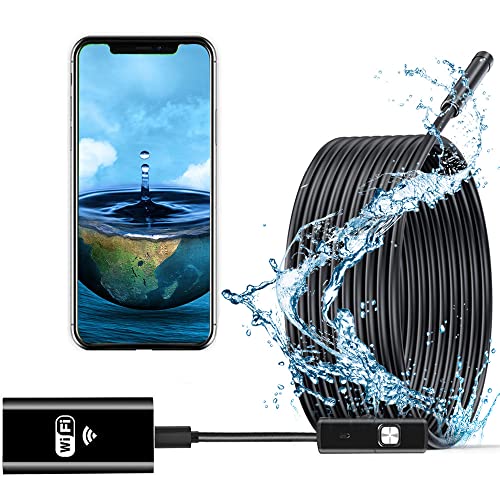 Microware WiFi Snake Camera with 8 LEDs – Wireless Endoscope Camera Takes HD Photos and Videos – Endoscope Compatible iPhone, Android, Windows (2Meters)