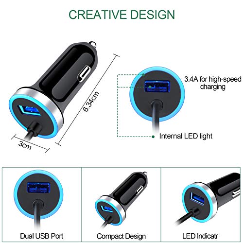 Sidpro RC8 Usb C Car Charger, 3.4A Fast Charging Car Charger For Samsung Galaxy S24 S23 S22 S21 S20 S10E S9 S8 Note 20 10 A16 A15 A14 A50 A20 A51 A71 A21 A10E thumb #2