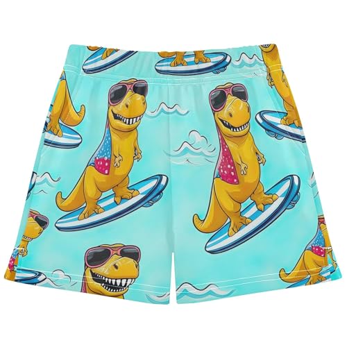 Cartoon Yellow Surfboard Blue Girls Lounge Shorts Cute Athletic Summer Patterned Pajama Youth Kids Clothes, X-Small