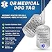 Medical Alert Necklace for Men – Customizable Stainless Steel ID Dog Tag, Laser Engraved Text - 18 Lines, 27” Beaded Chain Necklace, Medic Card & Personal Health Record – Blue Star of Life with QR