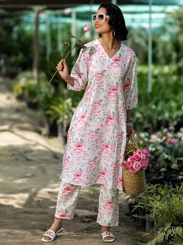 Image of Libas Womens Printed Cotton Blend Co ord Set for Women | daily wear | casual wear | office wear