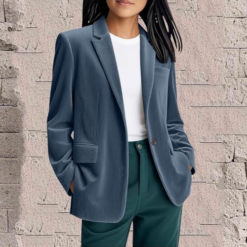 Women Corduroy Blazer Fashion Dressy Long Sleeve Work Office Suit Jackets Blazers Business Casual Outfits2