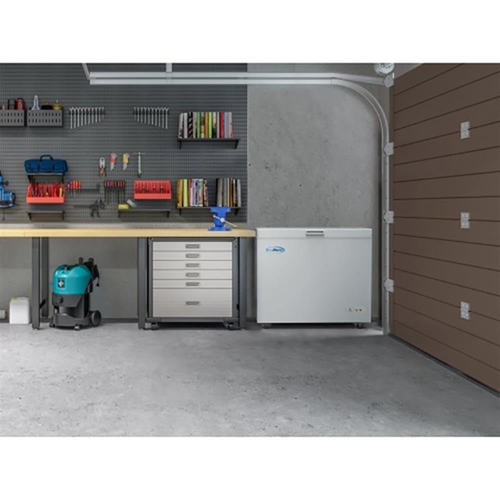 Pemberly Row Metal Deep Chest Freezer With Two Wire Baskets In White on Fridge.com - View 2