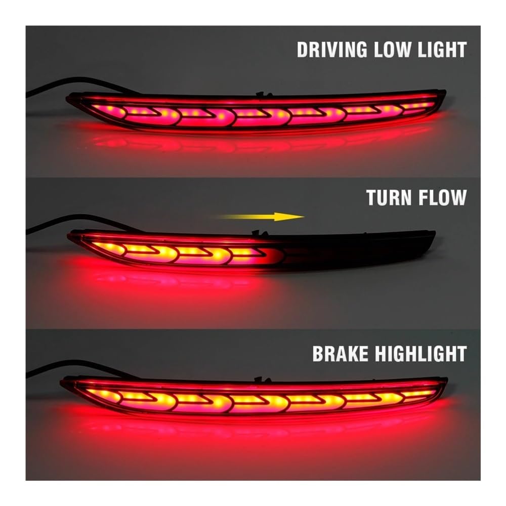 para Hyundai para Xcent I10 2018 Coche Parachoques Trasero Reflector Luces LED De Conducción Freno Gire Singal Tail Lamps Alta Luz De Cruce 12V Reflector Parachoques(Triple Function)