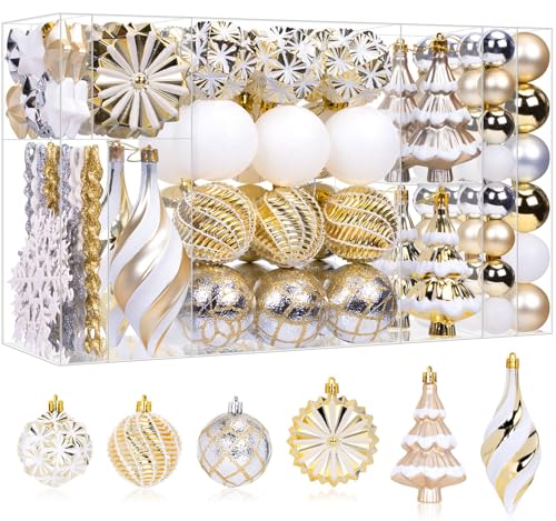 108 Pcs Christmas Ball Ornaments Set, Champagne...
