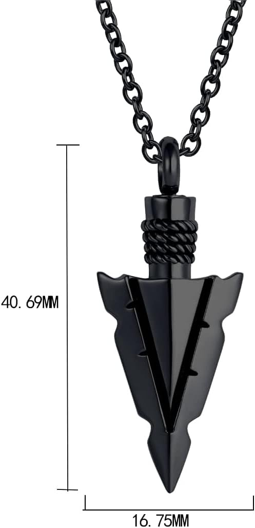 Spearpoint Arrowhead Urn Neckalce for Ashes Stainless Steel Ash Holder Cremation Keepsakes Memorial Pendant for Men Women - Image 3