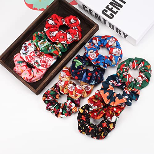 12 Pcs Christmas Hair Scrunchies Snowflake Santa Christmas Tree Antlers Elk Snowman Hair Ties Soft Elastic Hair Bands For Women Girls Gifts Ponytail Holders Hair Accessories (12Pcs-B-Christmas) #TOP4