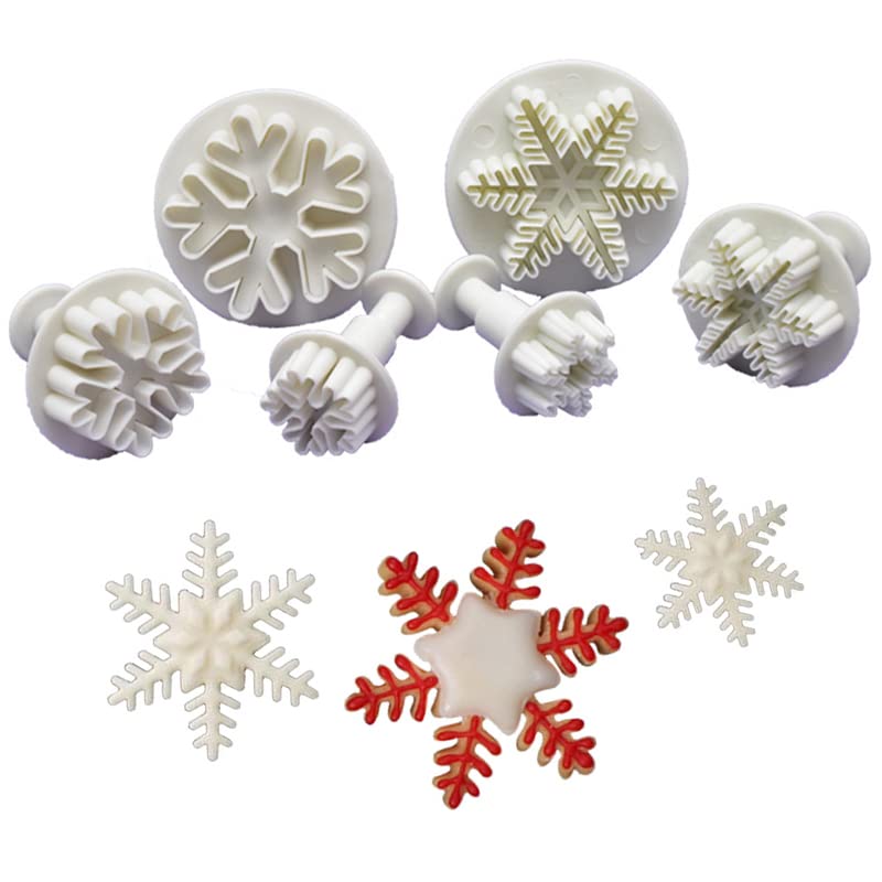 CONGGUAN 6PCS Snowflake Cookie Cutters Fondant Plunger Cutter Set for Christmas Biscuit Cookies Cake Decorating Sugarcraft Baking Moulds