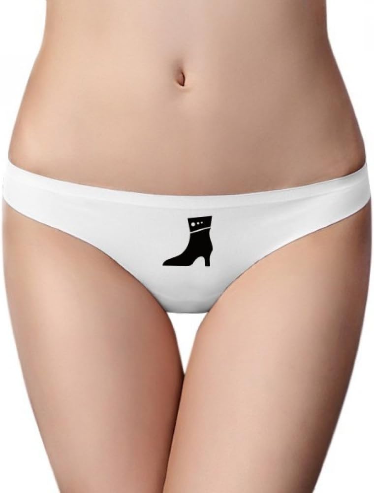 Simple Graphics High Heels Black Outline Brief Women G-String Underwear T-Back Breathable Cool Soft Panty