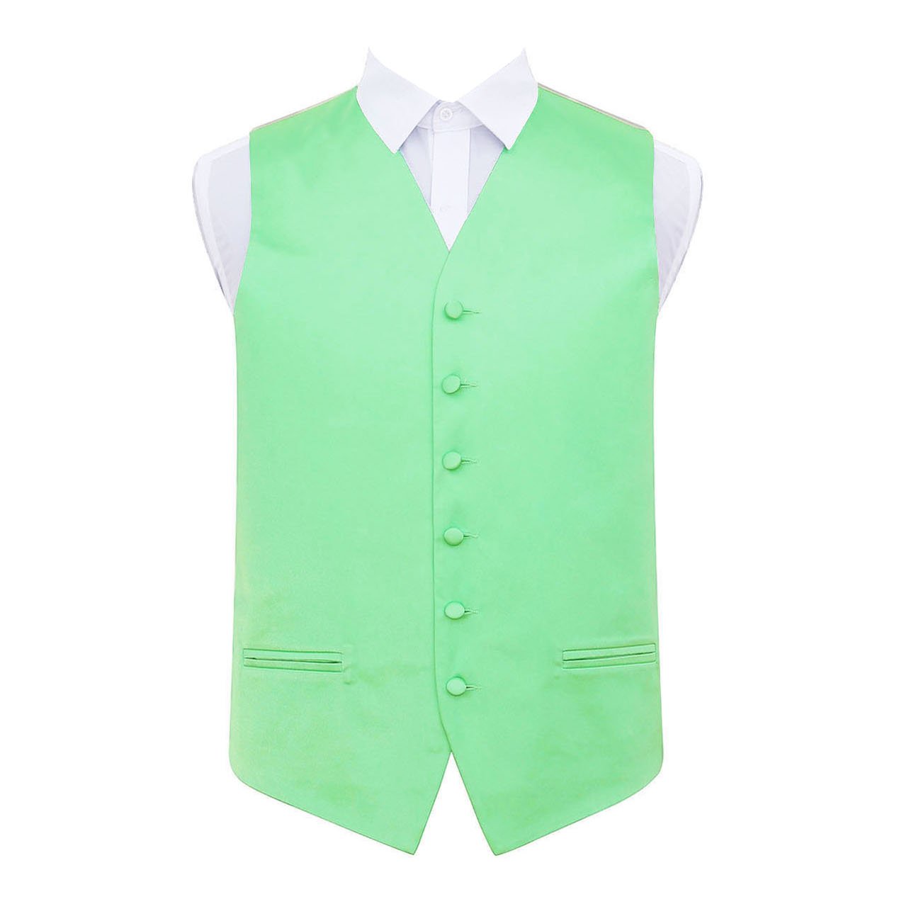 Dqt Men's Mint Green Plain Glossy Satin Classic Waistcoat - Wedding, Business & Formal Suit Vest - 48" (4Xl)