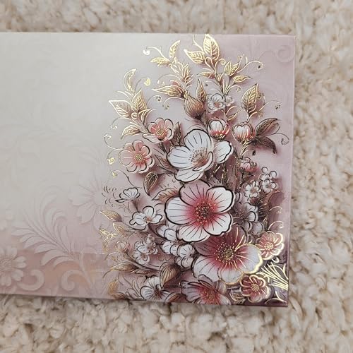 Image of Fonsie cash shagun Pocket small size (4.53 * 3.35 inches) fancy design envelopes pack of 70 for gifting money on wedding gift, baby shower gift, shagun, family gatherings, Cream flower..
