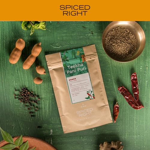 Image of Spiced Right Teekha Pani Puri Masala Powder 100g - Premium Flavoured Golgappa Pani Masala with Authentic Natural Spices | Instant Pani Poori Water Mix for Golgappe & Puchka Lovers