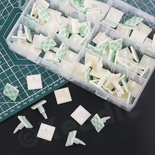 Keadic 90Pcs Nylon PCB Abstandshalter Sortiment Set, 20.5.4/20.6.3/20.8.8.8/20.12.8/20.16.2mm selbstklebende isolierte Standoffs, Snap-in Pfosten feste Clips für PC-Board, Computer-Motherboard