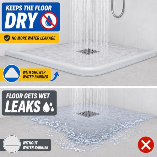 Image of 0.55in Transparent Shower Water Dam 39 Inch Mini Trapezoid | Dry and Wet Separation Door Dam Water Stopper Kitchen Shower Threshold Silicon Water Blocker