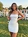 Mizoci Women's Sexy Sleeveless Ruched Spaghetti Strap Bodycon Mini Club Party Dress,Small,White