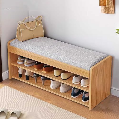 Meuble à chaussures 3 niveaux pour entrée étroite et banc de rangement