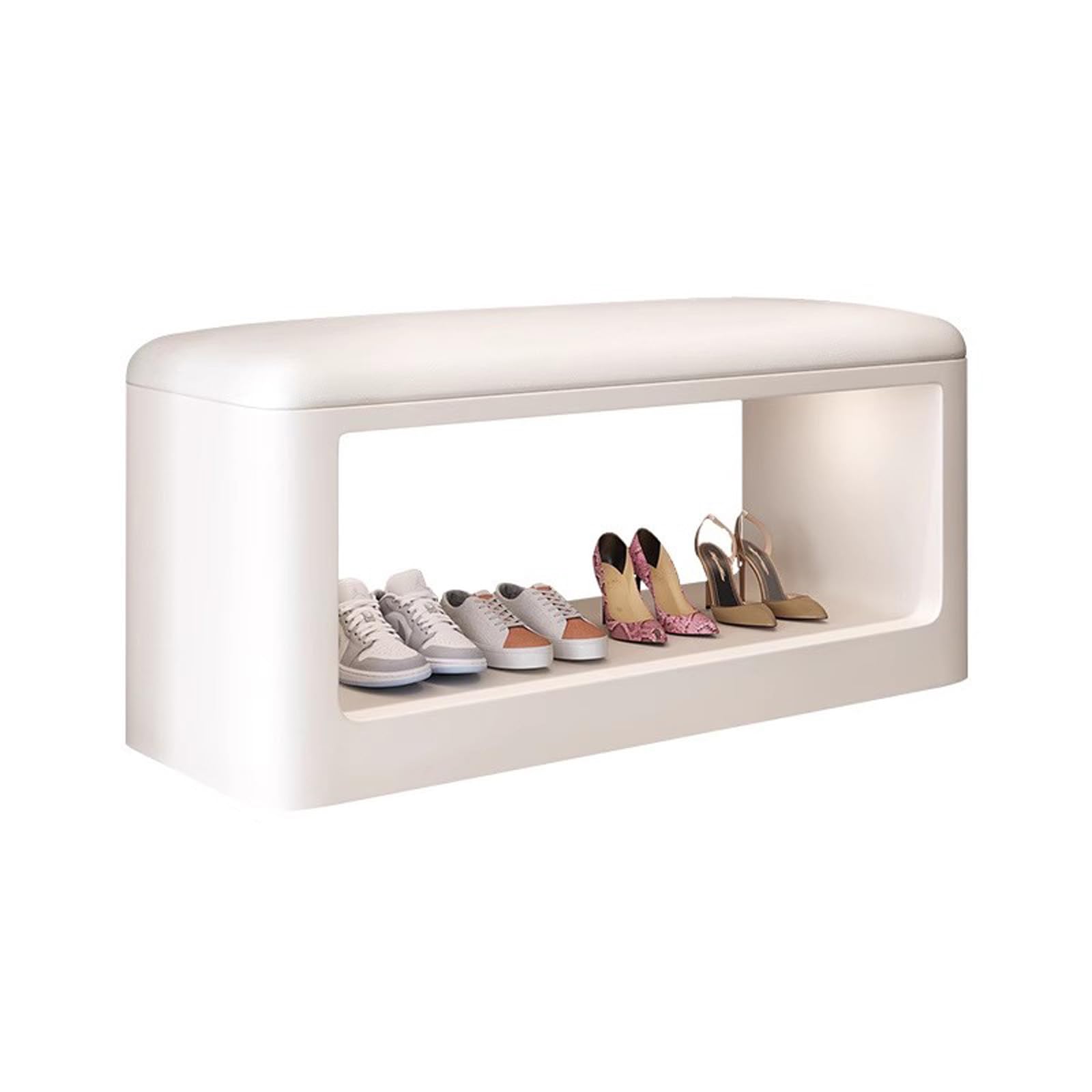 Banco de Entrada de Cuero con Asiento, Asiento de Ventana Banco de Zapatos para Baño Pasillo, Banqueta Tapizado Soporta hasta 330 LB