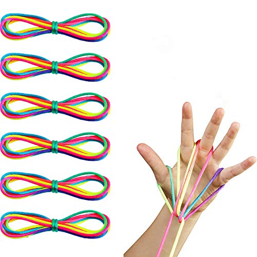 Tweal Juego de Cuerda de Dedo 6 Piezas Juego de Habilidad de Juguete Rainbow Rope Juego de Cuerda de Gato