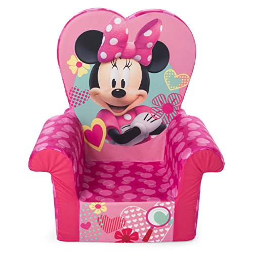 Marshmallow Furniture Foam Toddler Comfy Chair Kid\'s Furniture for Ages 18 Months and Up, Minnie Mouse, Pink
