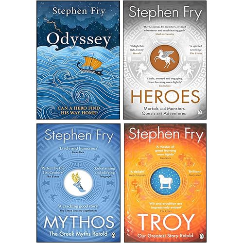 Greek Myths Series 4 Books Collection Set By Stephen Fry (Mythos, Heroes, Troy & Odyssey)