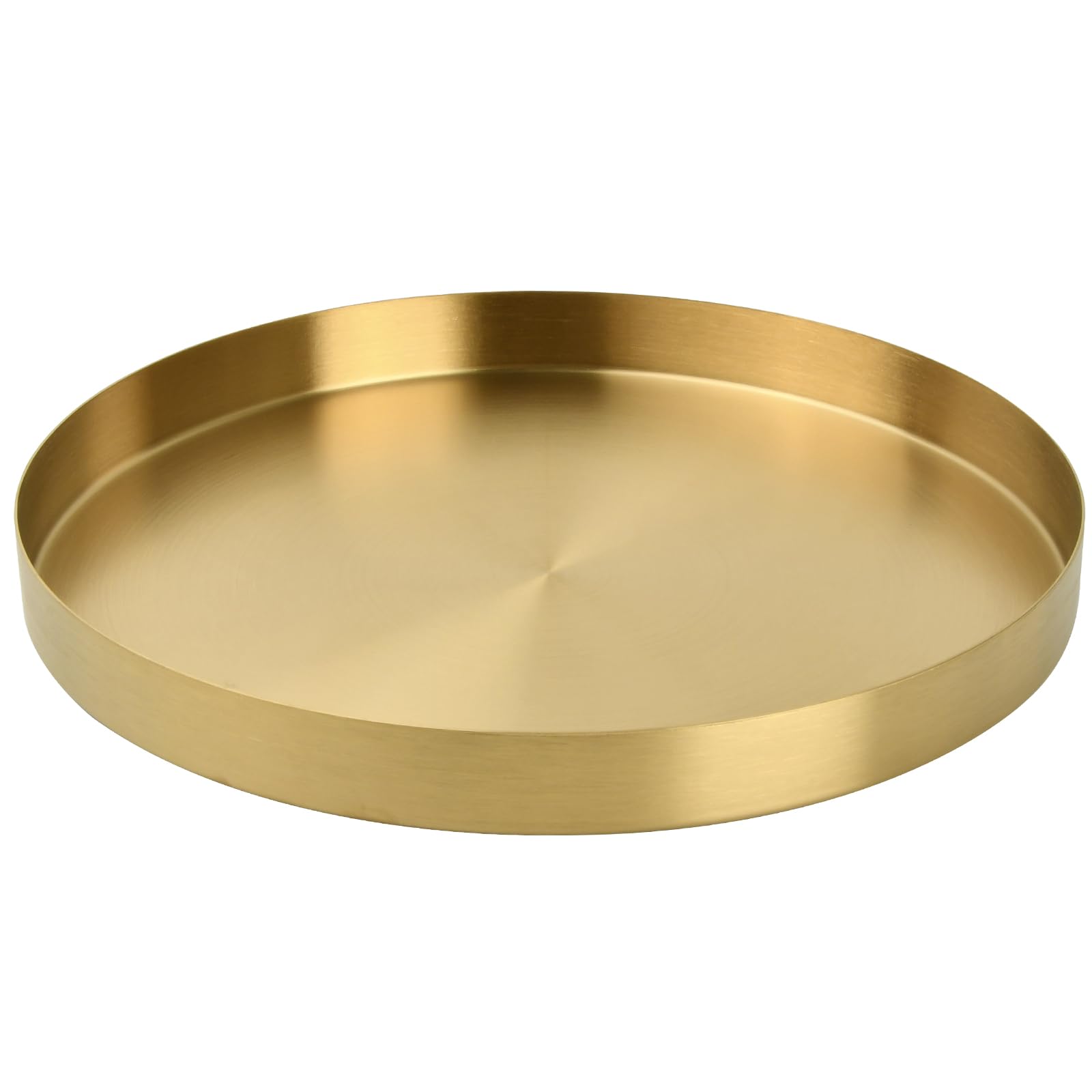 volumoon Vassoio Oro, Vassoio Decorativo Rotondo Oro, Vassoio da Portata Metallo, per Gioielli, Trucco, Articoli da Toeletta, Stoviglie da Cucina(Ø 30cm, Dorato)