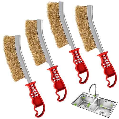Jiavlyx 4 Pezzi Spazzola Metallica, 235mm/9.25” Spazzola Ottone, Spazzole Metalliche, Con Manico in Plastica, Spazzola Ferro, Per La Pulizia Di Vernice, Grasso Sporco, Ruggine
